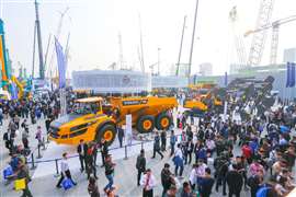 A Volvo articulated dumper on display at Bauma China.