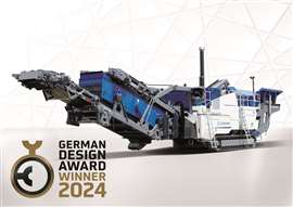 La trituradora de impacto MOBIREX MR 130(i) PRO de Kleemann convenció al jurado del German Design Award gracias al concepto de accionamiento respetuoso con el medioambiente, una gran facilidad de uso y un diseño impresionante.
