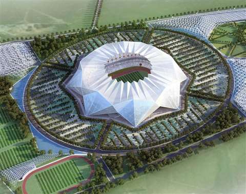 A rendering of the Grand Stade de Casablanca in Morocco